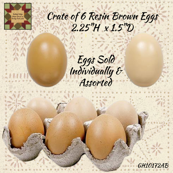Realistic Brown Resin Eggs 2.25"H,