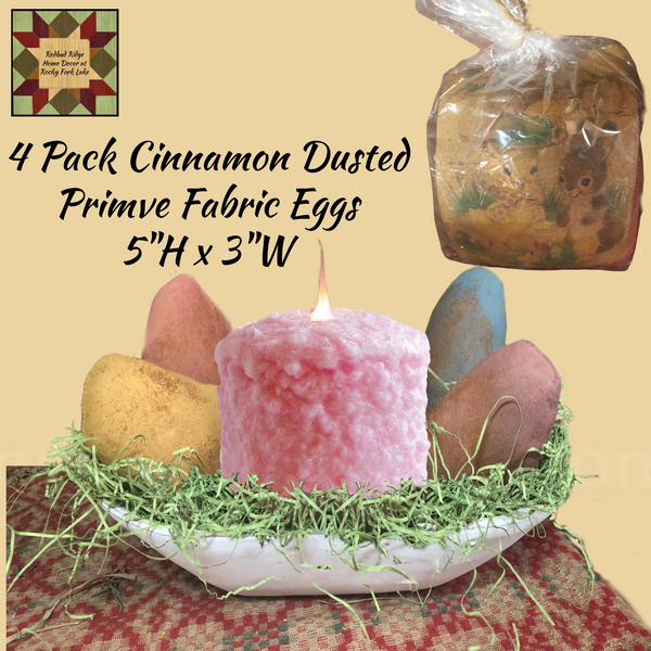 Cinnamon Dusted Primitive Fabric Eggs 4 Pack
