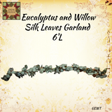 Eucalyptus w/Willow Leaves Silk Garland 6'L