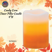 Fall Candy Corn Pillar Timer Candle 6" or 4"