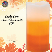 Fall Candy Corn Pillar Timer Candle 6" or 4"