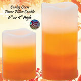 Fall Candy Corn Pillar Timer Candle 6" or 4"