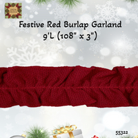 Festive Red Burlap Garland 9'