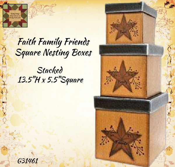 Faith Family Friends Square Nesting Boxes 3 Set