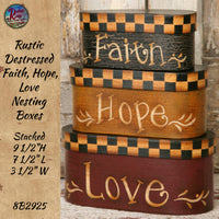 Nesting Boxes ~ Faith, Hope, Love Rustic Distressed