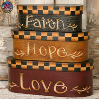 Nesting Boxes ~ Faith, Hope, Love Rustic Distressed