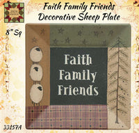 Folk Art Faith Family Friends SHEEP PAINTED PLATE  50% OFF