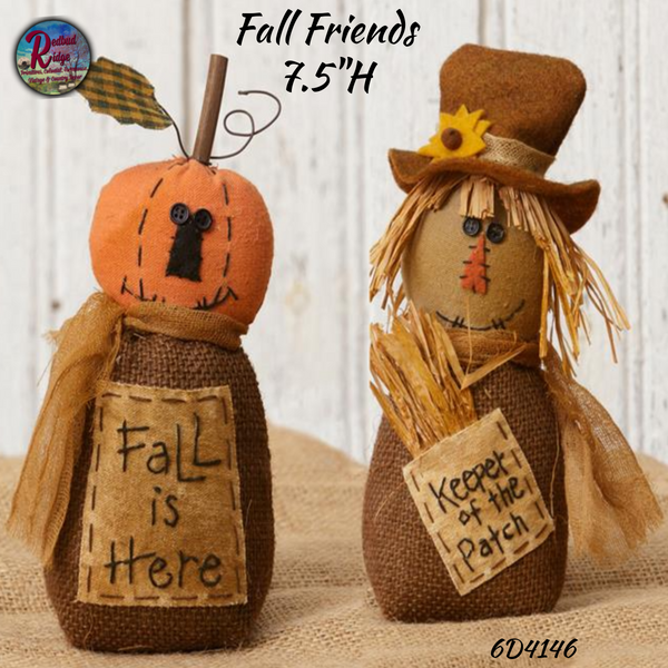 Fall Friends Mr Scarecrow & Mrs Pumpkin 7.5"