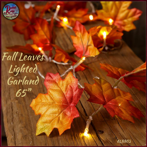 Fall Leaves Lighted Garland 65" Long