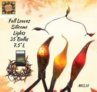 Fall String 35 Lights Grubby Fall Leaves 7.5"