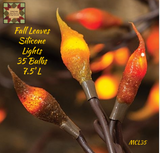 Fall String 35 Lights Grubby Fall Leaves 7.5"