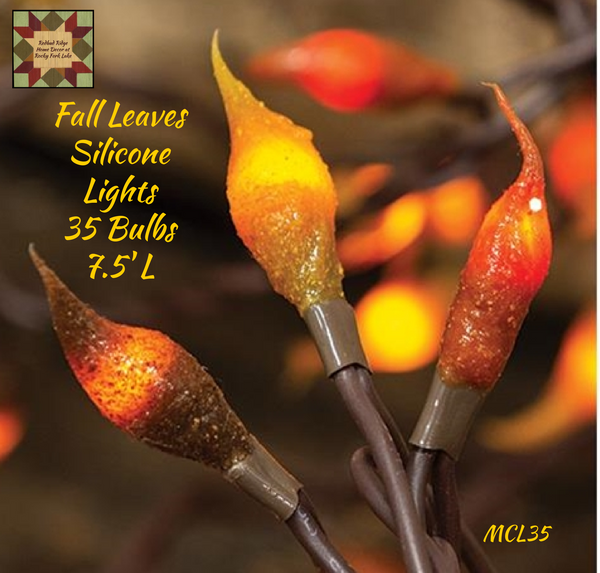 Fall String Electric 35 Lights Grubby Fall Leaves 7.5"