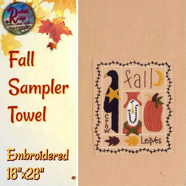 Fall Sampler Embroidered Towel