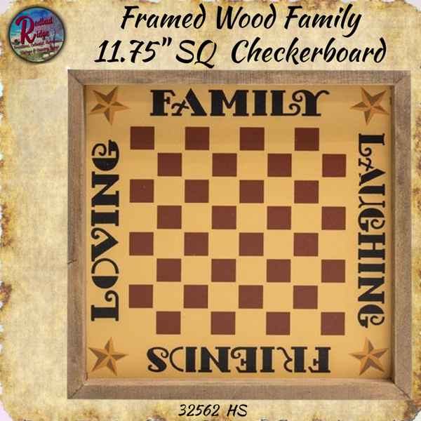 Checkerboard Wood Family Laughing Loving Friends Framed