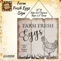 Farm Fresh Eggs Sign with Rope Hanger