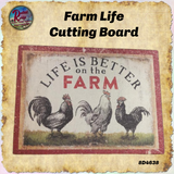 Life Is Better On The Farm Glass Cutting Board