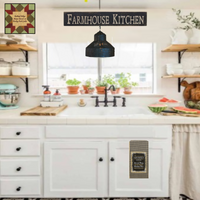 Farmhouse Kitchen Vintage Wood Distressed Sign, Black 29"L