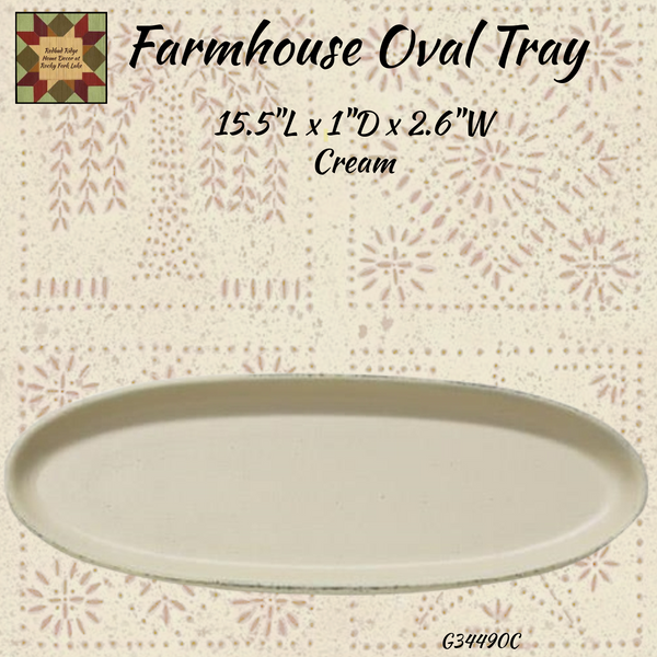 Farmhouse Oval Tray 15.5"L Cream, Gray or Stoneware