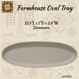 Farmhouse Oval Tray 15.5"L Cream, Gray or Stoneware