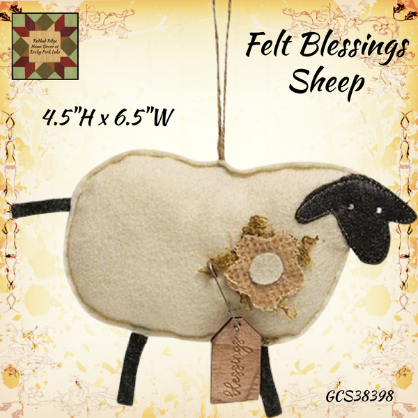 Felt Stuffed Blessings Sheep 6.5"W