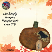 Live Simply Hanging Pumpkin with Crow 5"D