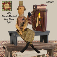 Flag Burnt Mustard Taper Candle 6 hr Timer 6"H