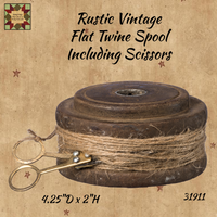 Rustic Vintage Flat Spool Including Jute & Scissors