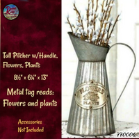 Pitcher With Handle 13"H Galvanized Gray