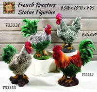 French Roosters Large Sculptured Statues 4 Assorted