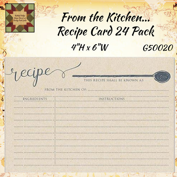 From the Kitchen... Recipe Card 24 Pack