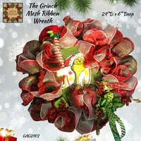 Christmas Mesh Wreaths Beautiful  & Unique The Grinch & Black, Red & White