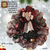 Christmas Mesh Wreaths Beautiful  & Unique The Grinch & Black, Red & White