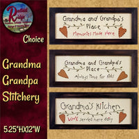 Grandma and Grandpa's Framed Stitchery Sampler Pictures 3 Styles