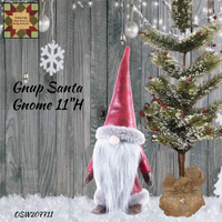 GNUP SANTA GNOME with Fur Trimmed Santa Suit 11"H Christmas Holiday