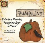 Primitive Hanging Pumpkins w/Crow Sign
