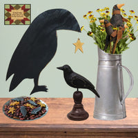 Crow & Star Primitive Wood Hanging Plaque 17"H
