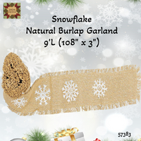 Snowflake Burlap Ribbon Garland 9'L