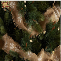 Snowflake Burlap Ribbon Garland 9'L