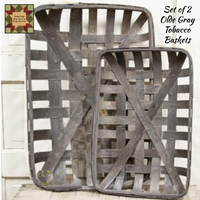 Olde Gray Rectangle Tobacco Basket 2 Sizes