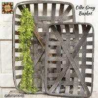 Olde Gray Rectangle Tobacco Basket 2 Sizes