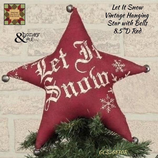 Hanging Vintage Let It Snow Star 8.5"D 2/Set Honey & Me