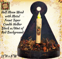 Half Moon Wood with Metal Front Taper Candle Holder Assorted Colors