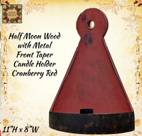 Half Moon Wood with Metal Front Taper Candle Holder Assorted Colors