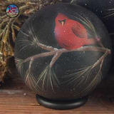 Decorative Cardinals Hand-painted Wood Ball 4" & Available Display Stands Available