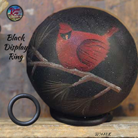 Decorative Cardinals Hand-painted Wood Ball 4" & Available Display Stands Available