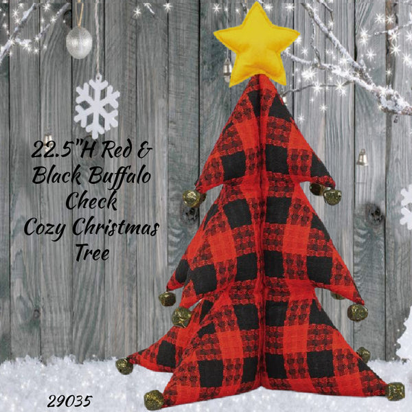 Christmas Red & Black Buffalo Plaid Cozy Christmas Tree 22.5"H