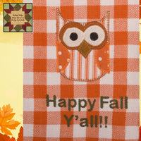 Fall Happy Fall Y'all Owl Applique Towel