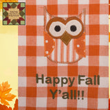 Fall Happy Fall Y'all Owl Applique Towel