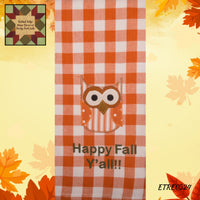 Fall Happy Fall Y'all Owl Applique Towel