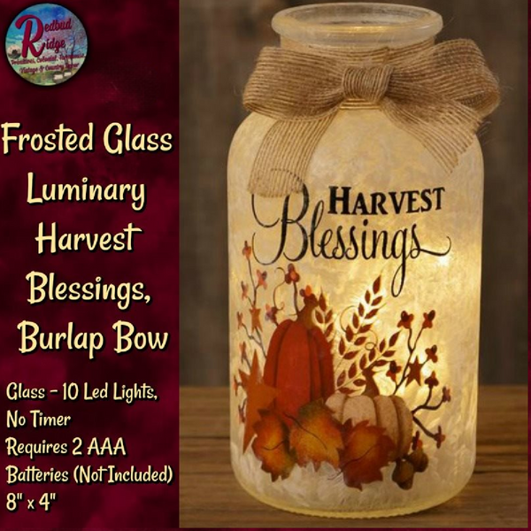 Harvest Blessings Frosted Glass Luminary Jar